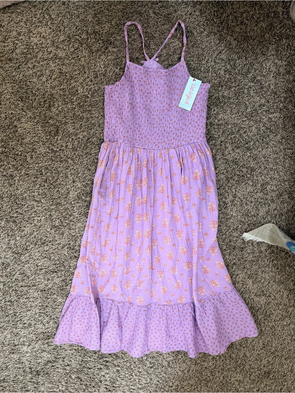 Cat & Jack Lavender Sundress with Rose Gold Floral Foil
